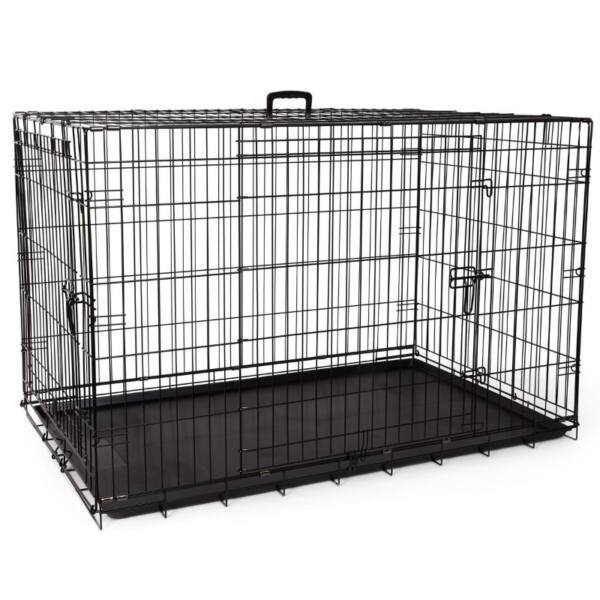 Bud’z Deluxe Dog Crate, 2 Doors With Divider And Plastic Tray (48″)