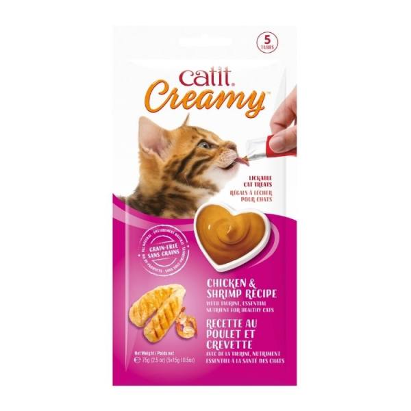 Régals crémeux Catit Creamy pour chats, Poulet et Crevette